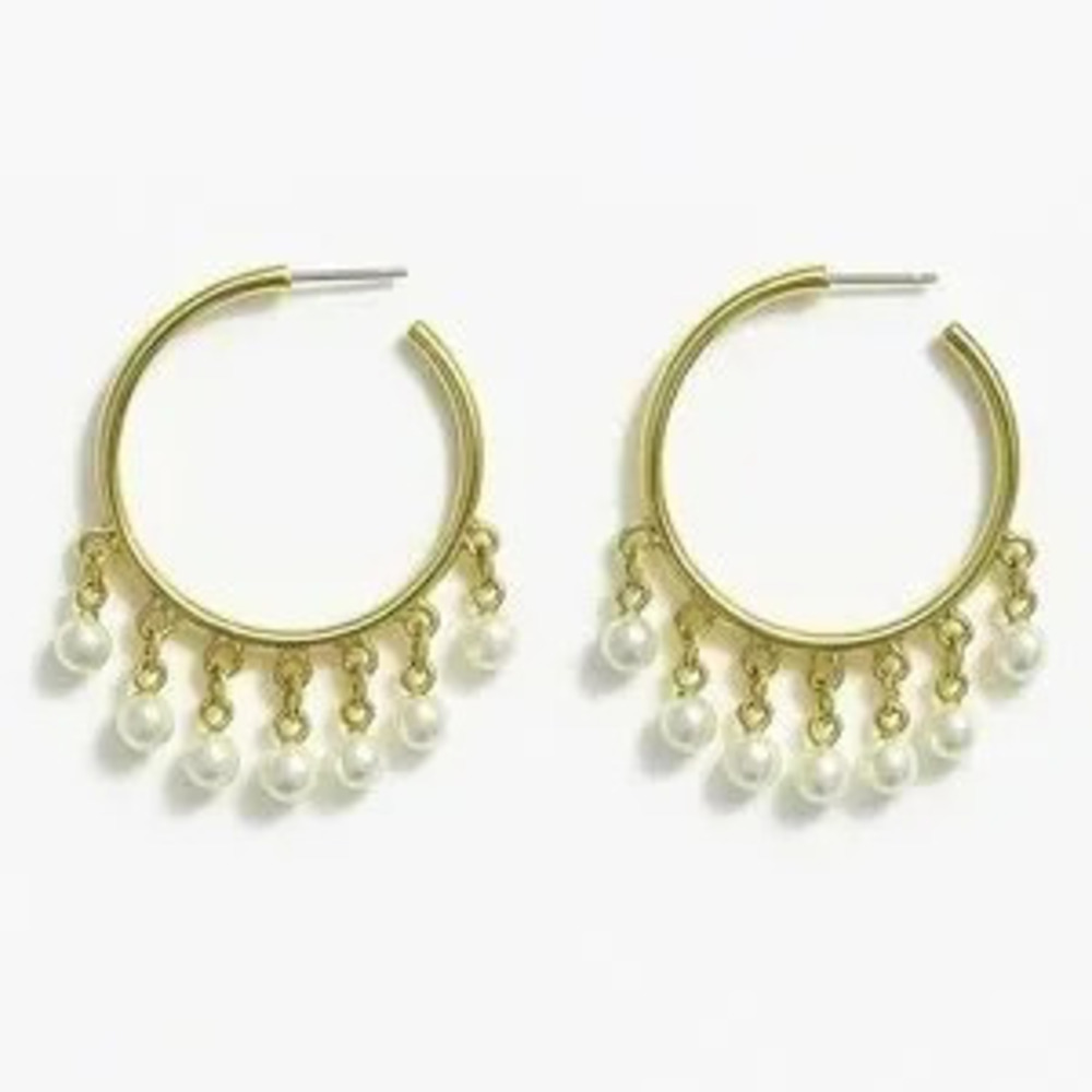 Bohemian Gold and Pearl Stud Brass Earrings